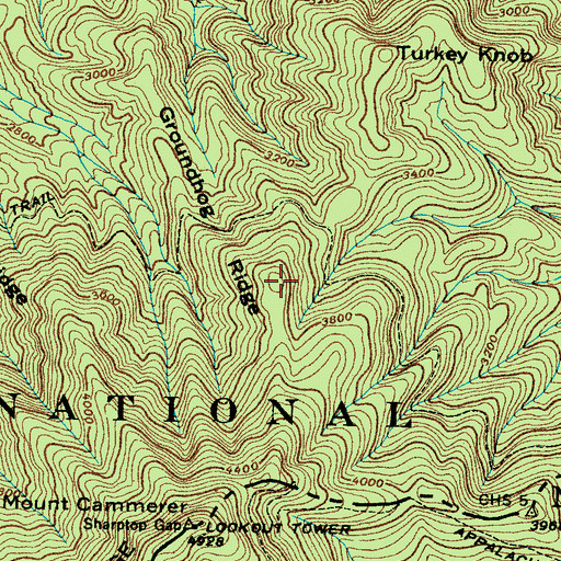 Topographic Map of Groundhog Ridge, TN