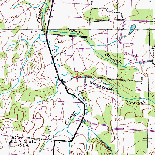 Topographic Map of Gunstock Branch, TN