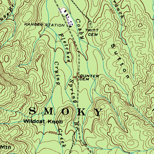 Topographic Map of Gunter Cemetery, TN