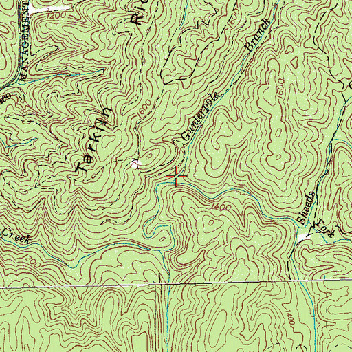Topographic Map of Gunterpole Branch, TN