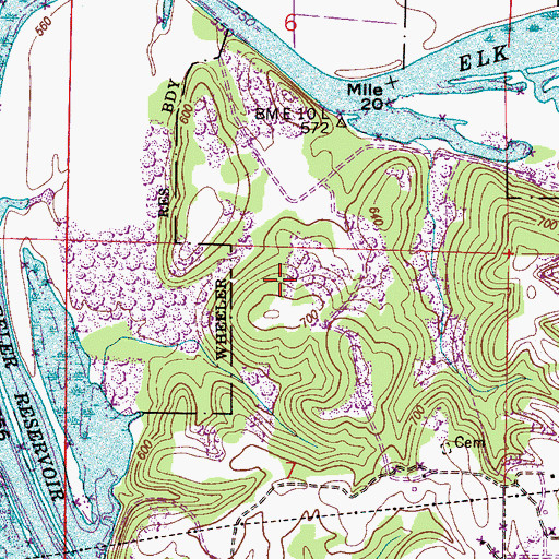 Topographic Map of Chickasaw Shoals, AL