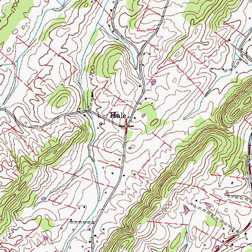 Topographic Map of Hale, TN