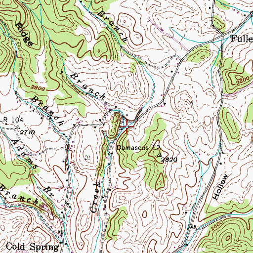 Topographic Map of Hall Branch, TN