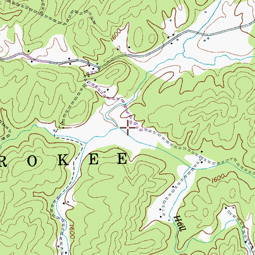 Topographic Map of Hall Creek, TN