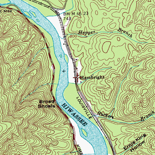 Topographic Map of Hambright, TN