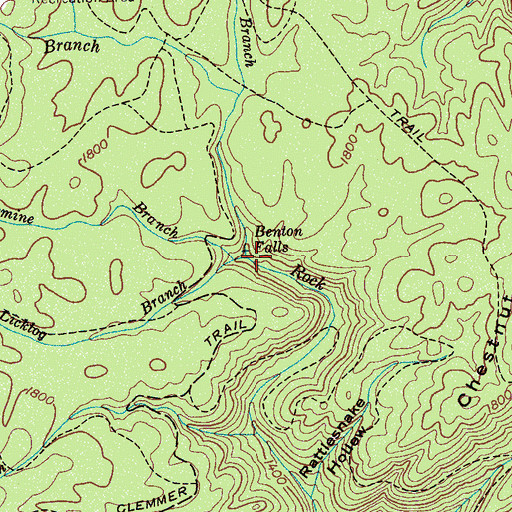 Topographic Map of Hancock Licklog Branch, TN
