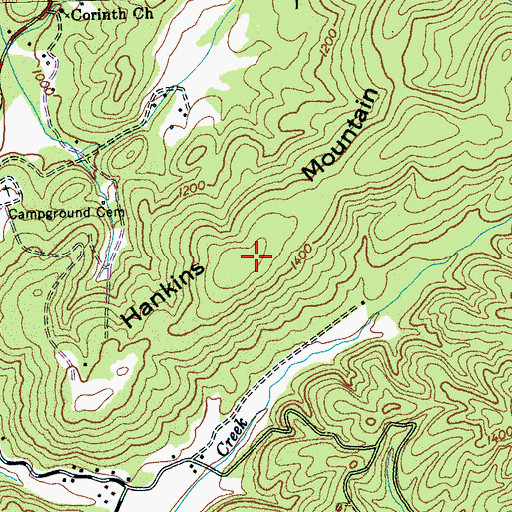 Topographic Map of Hankins Mountain, TN