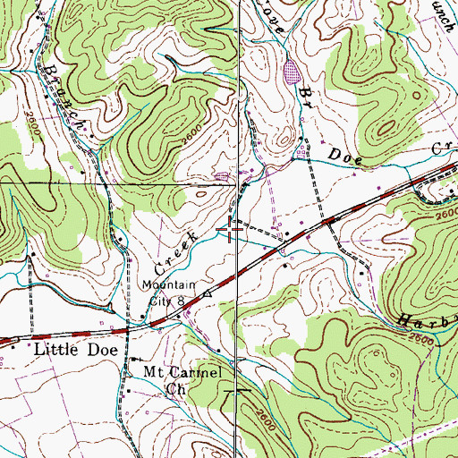 Topographic Map of Harbin Branch, TN