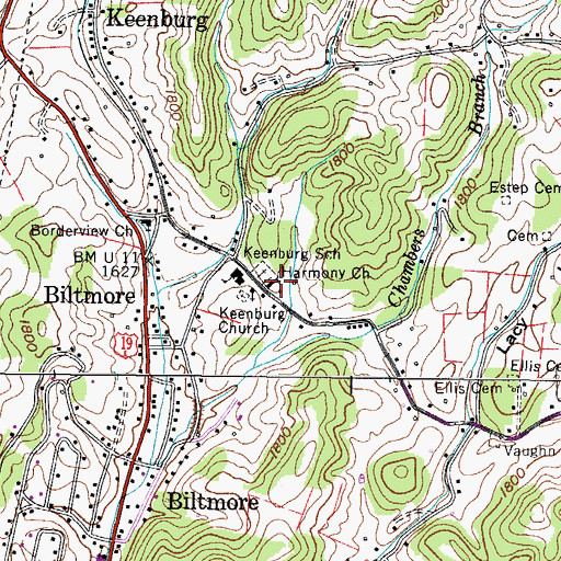Topographic Map of Harmony Church, TN