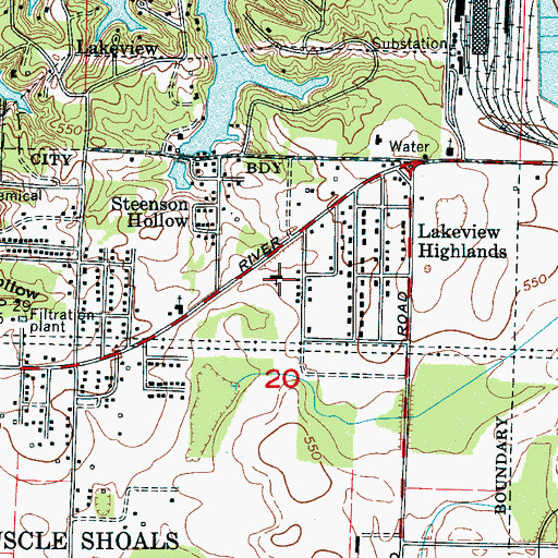 Topographic Map of Church of Christ, AL
