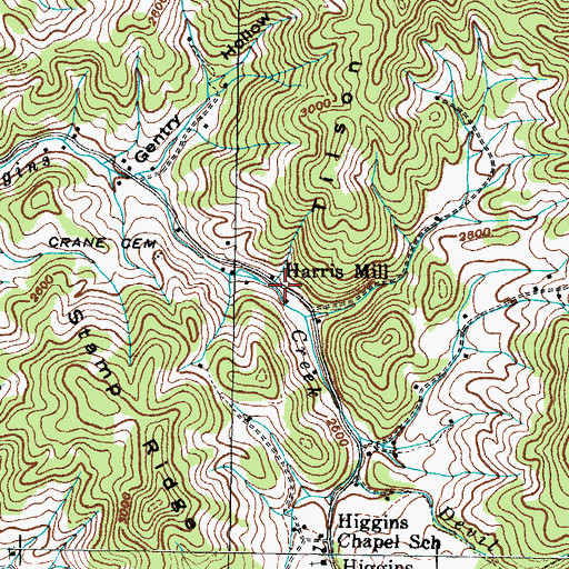 Topographic Map of Harris Mill, TN