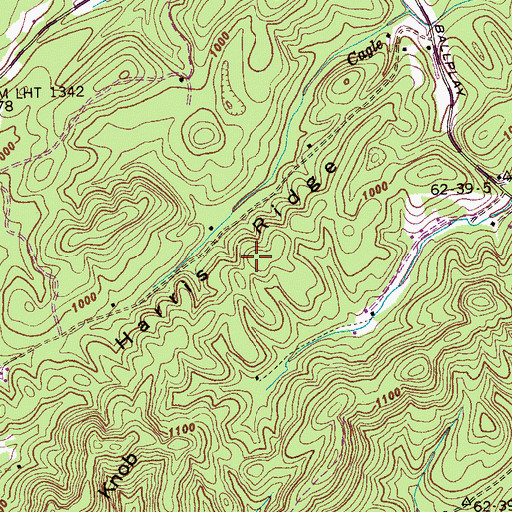 Topographic Map of Harris Ridge, TN