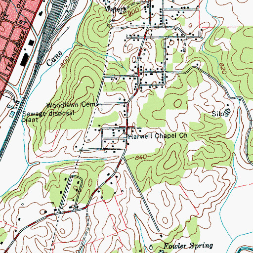 Topographic Map of Harwell Chapel Church, TN