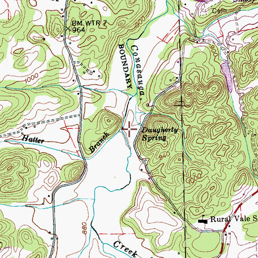Topographic Map of Hatter Branch, TN