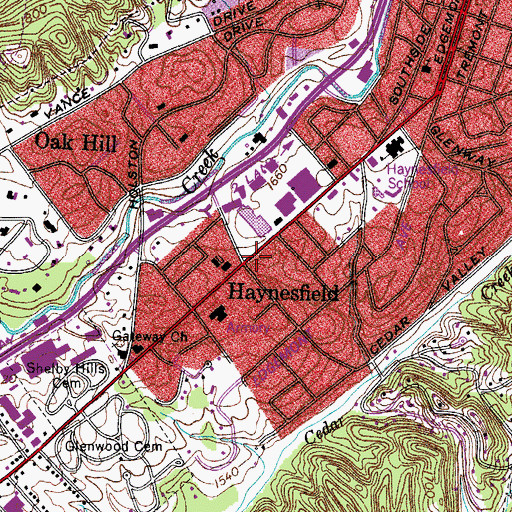 Topographic Map of Haynesfield, TN