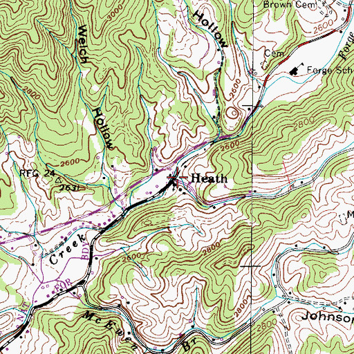 Topographic Map of Heath, TN
