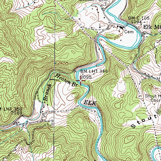 Topographic Map of Heaton Branch, TN