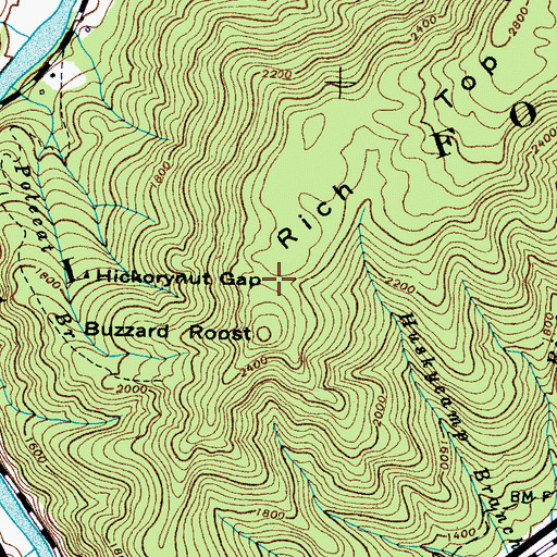 Topographic Map of Hickorynut Gap, TN