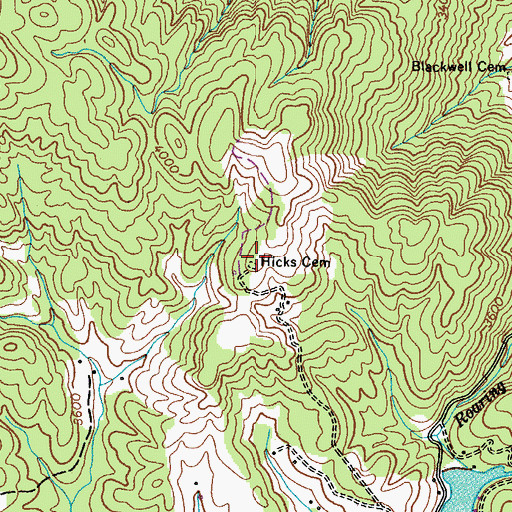 Topographic Map of Hicks Cemetery, TN