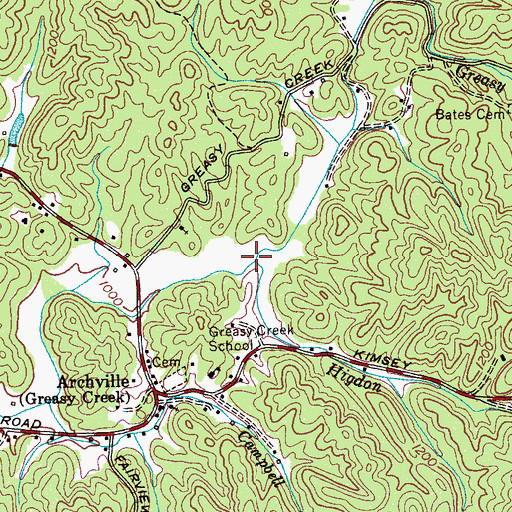 Topographic Map of Higdon Branch, TN