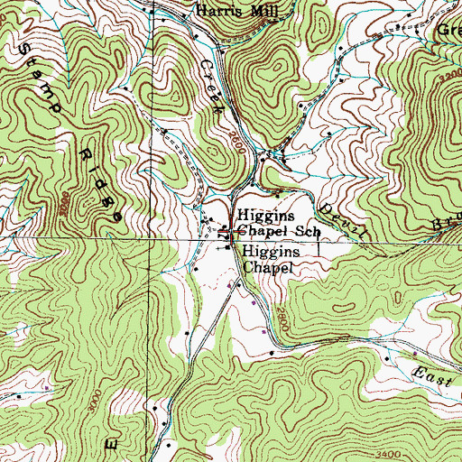 Topographic Map of Higgins Chapel School, TN