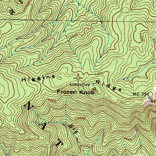Topographic Map of Higgins Ridge, TN