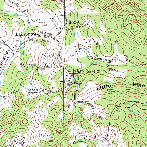 Topographic Map of High Point Church, TN