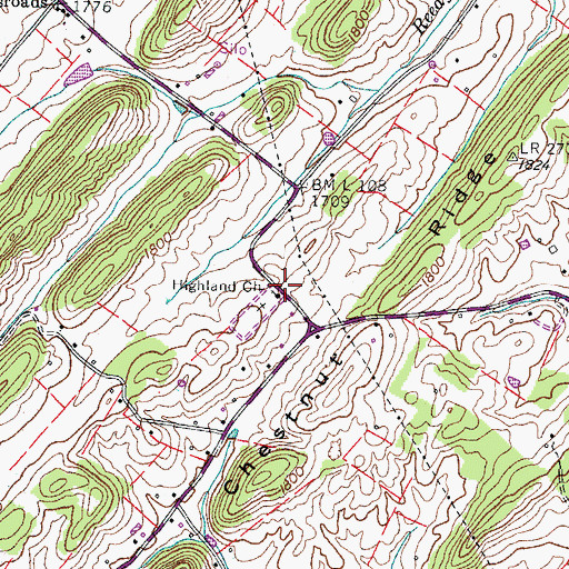 Topographic Map of Highland Church, TN