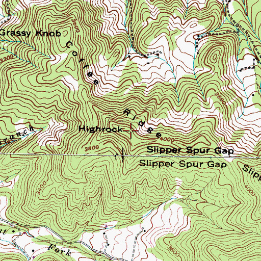Topographic Map of Highrock, TN