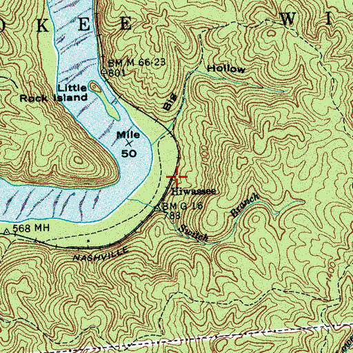 Topographic Map of Hiwassee, TN