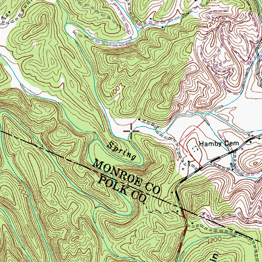 Topographic Map of Hogback Branch, TN