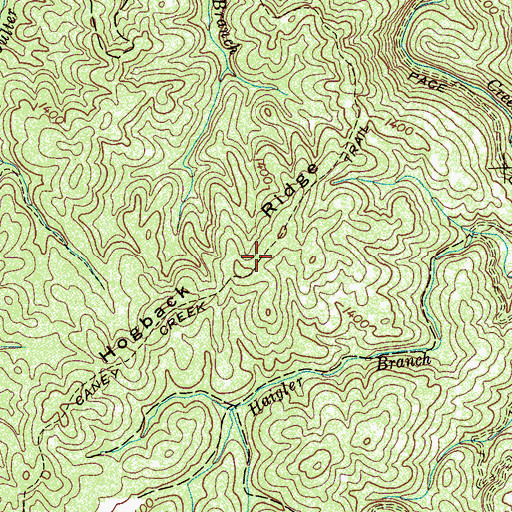 Topographic Map of Hogback Ridge, TN