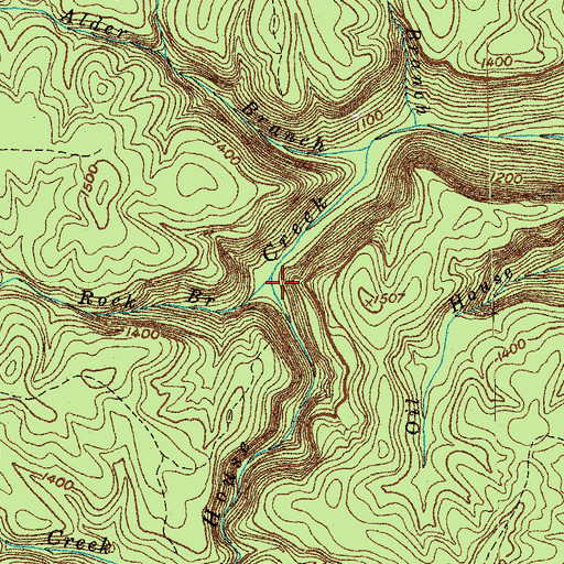 Topographic Map of Hollow Rock Branch, TN
