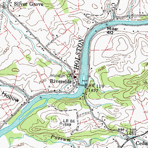 Topographic Map of Holston Church, TN