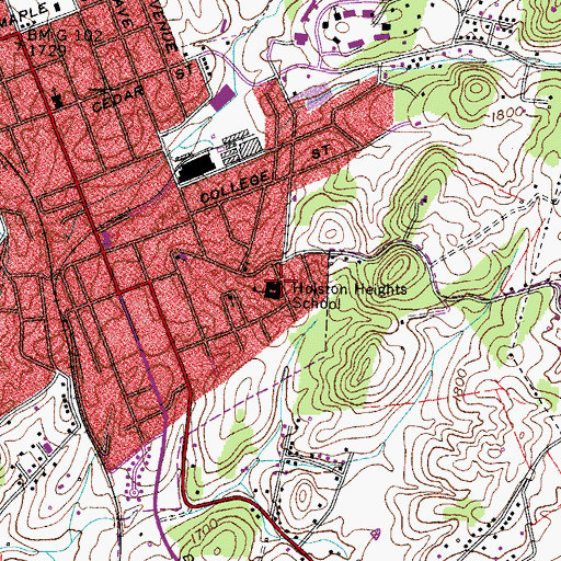Topographic Map of Holston Heights School, TN