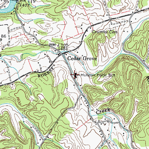 Topographic Map of Holston Point School, TN