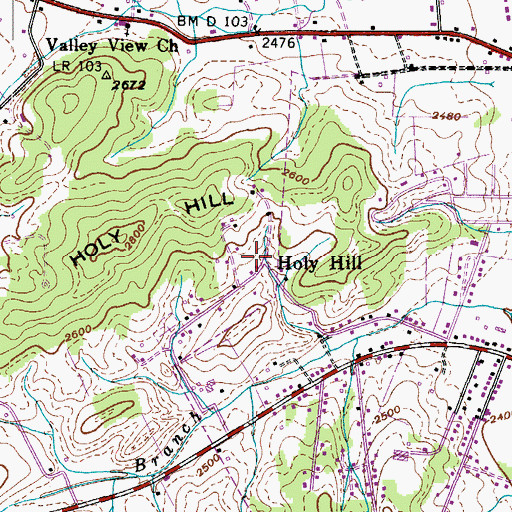 Topographic Map of Holy Hill, TN