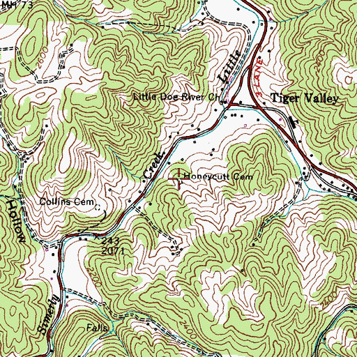 Topographic Map of Honeycutt Cemetery, TN