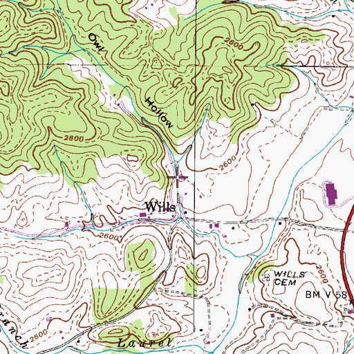 Topographic Map of Hoot Owl Hollow, TN