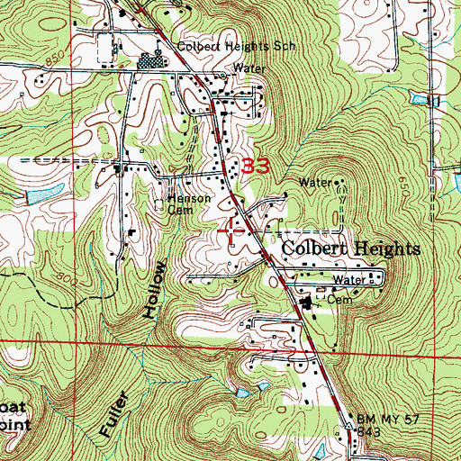 Topographic Map of Colbert Mountain, AL