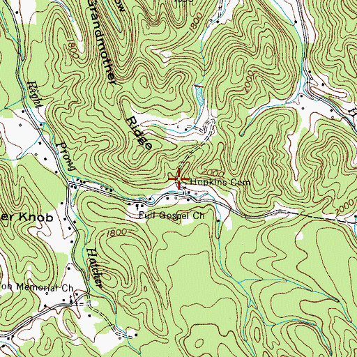 Topographic Map of Hopkins Cemetery, TN