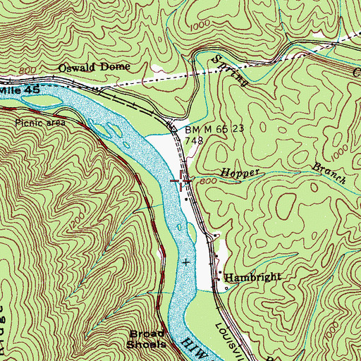 Topographic Map of Hopper Branch, TN