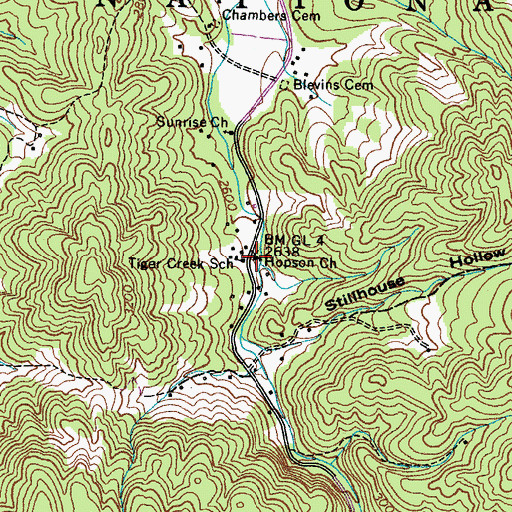 Topographic Map of Hopson Church, TN