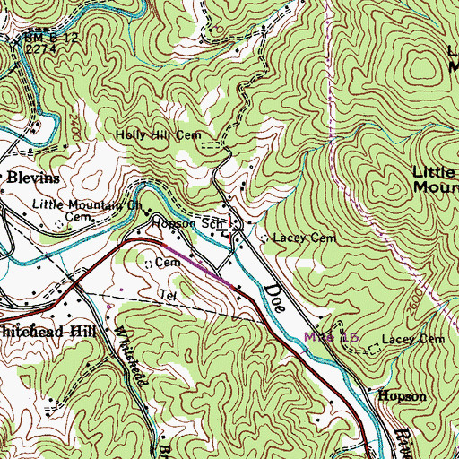 Topographic Map of Hopson School, TN