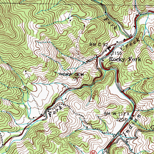 Topographic Map of Horn Cemetery, TN