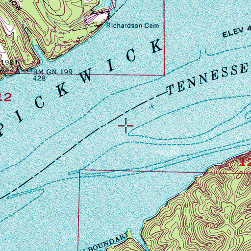 Topographic Map of Colbert Shoals, AL