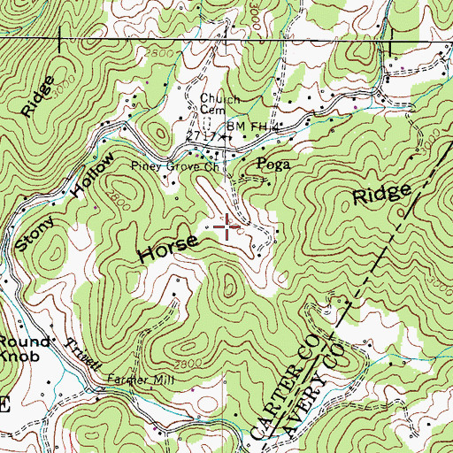 Topographic Map of Horse Ridge, TN