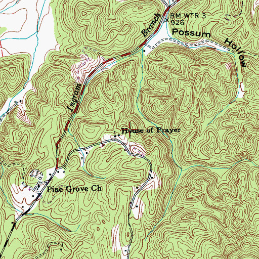 Topographic Map of House of Prayer, TN