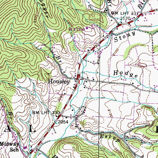 Topographic Map of Housley, TN