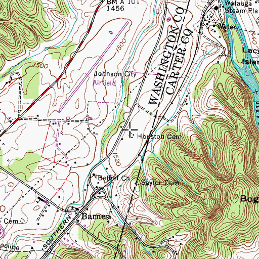 Topographic Map of Houston Cemetery, TN